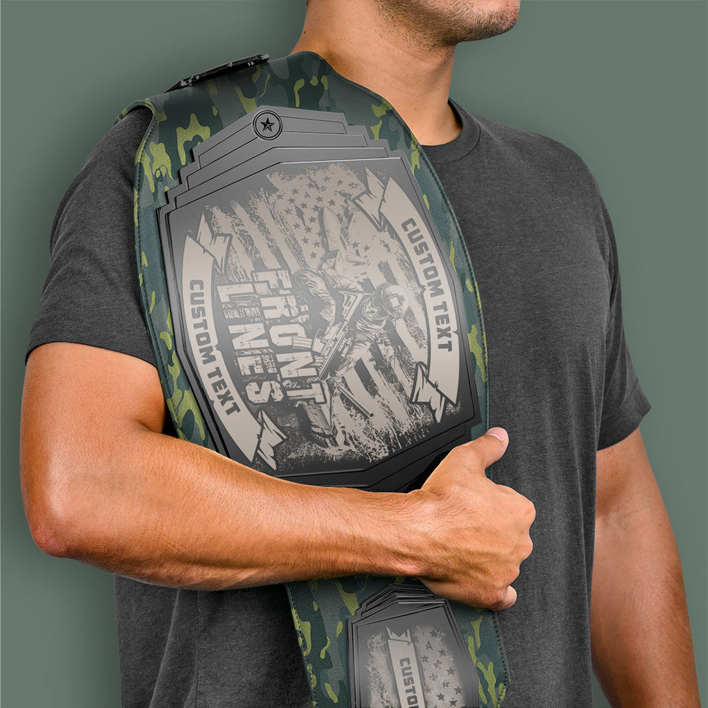 Military Engraved Championship Belt - Gunmetal Gray