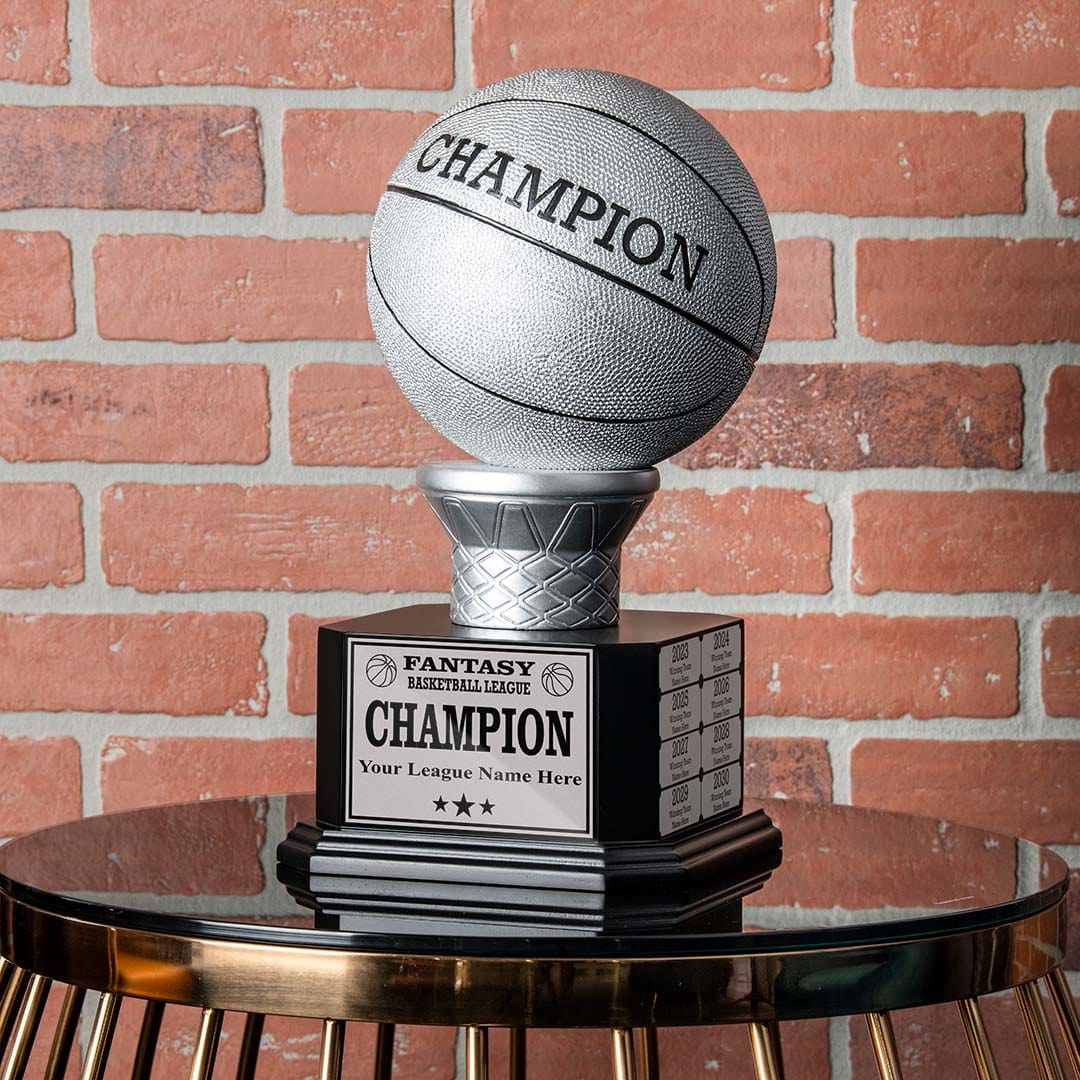 Fantasy Basketball Madness FULL SIZE Antique factory Gold Basketball 6 / 12 Perpetual Trophy League Bracket Winner Fantasy Basketball Award Trophy