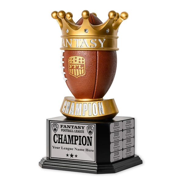 15 Perpetual Fantasy Football Trophy - Golden Crown Football