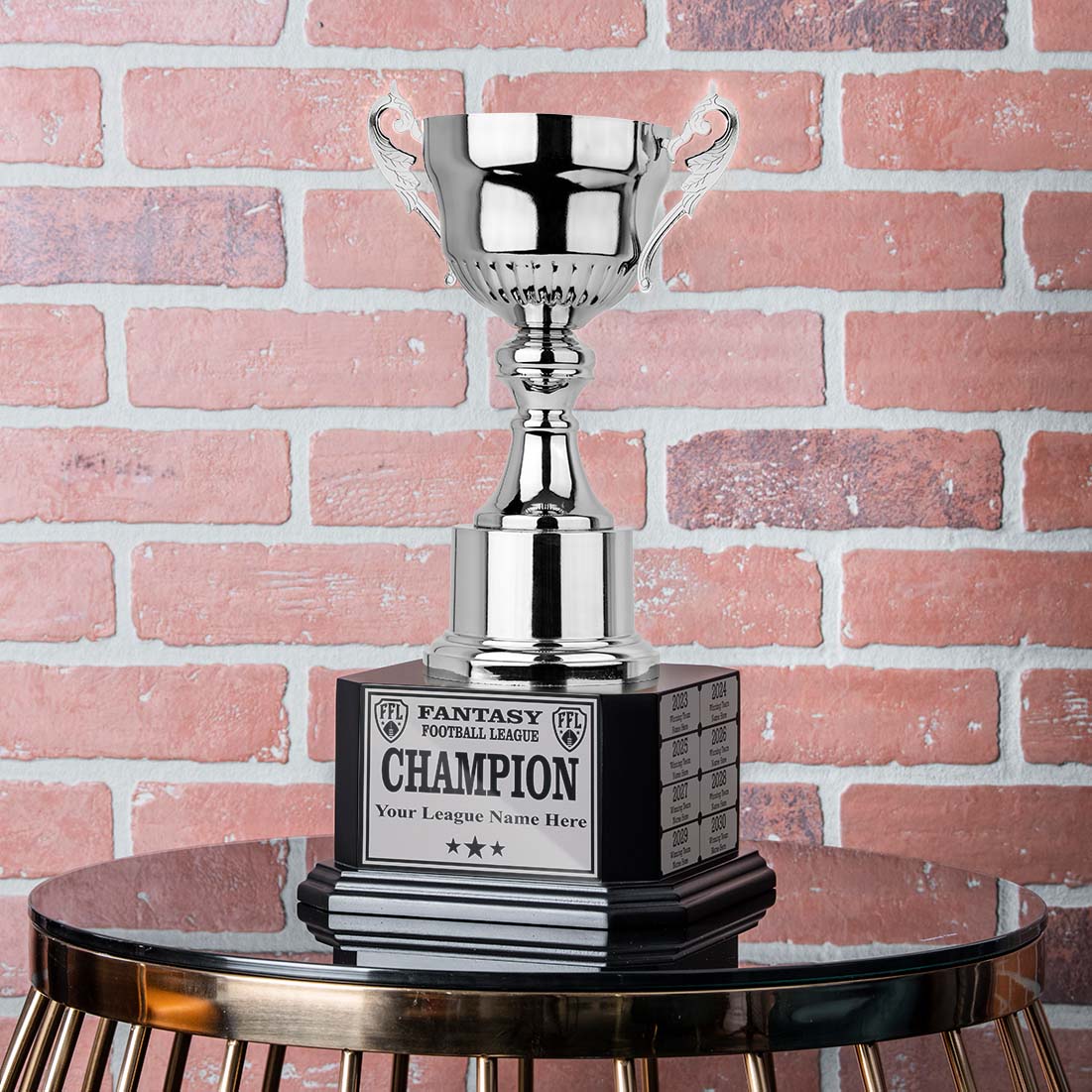 Decade Awards Silver Football Tower Trophy - Fantasy Football FFL