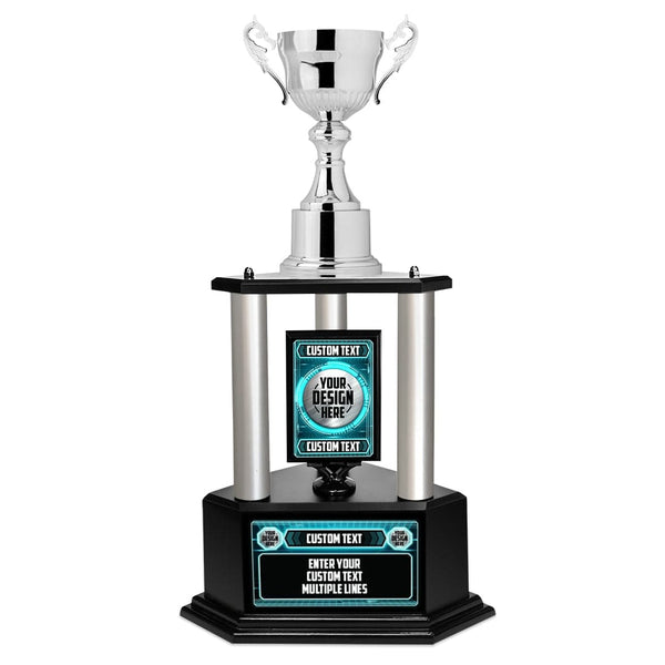 15 Perpetual Fantasy Football Trophy - Black Football - TrophySmack