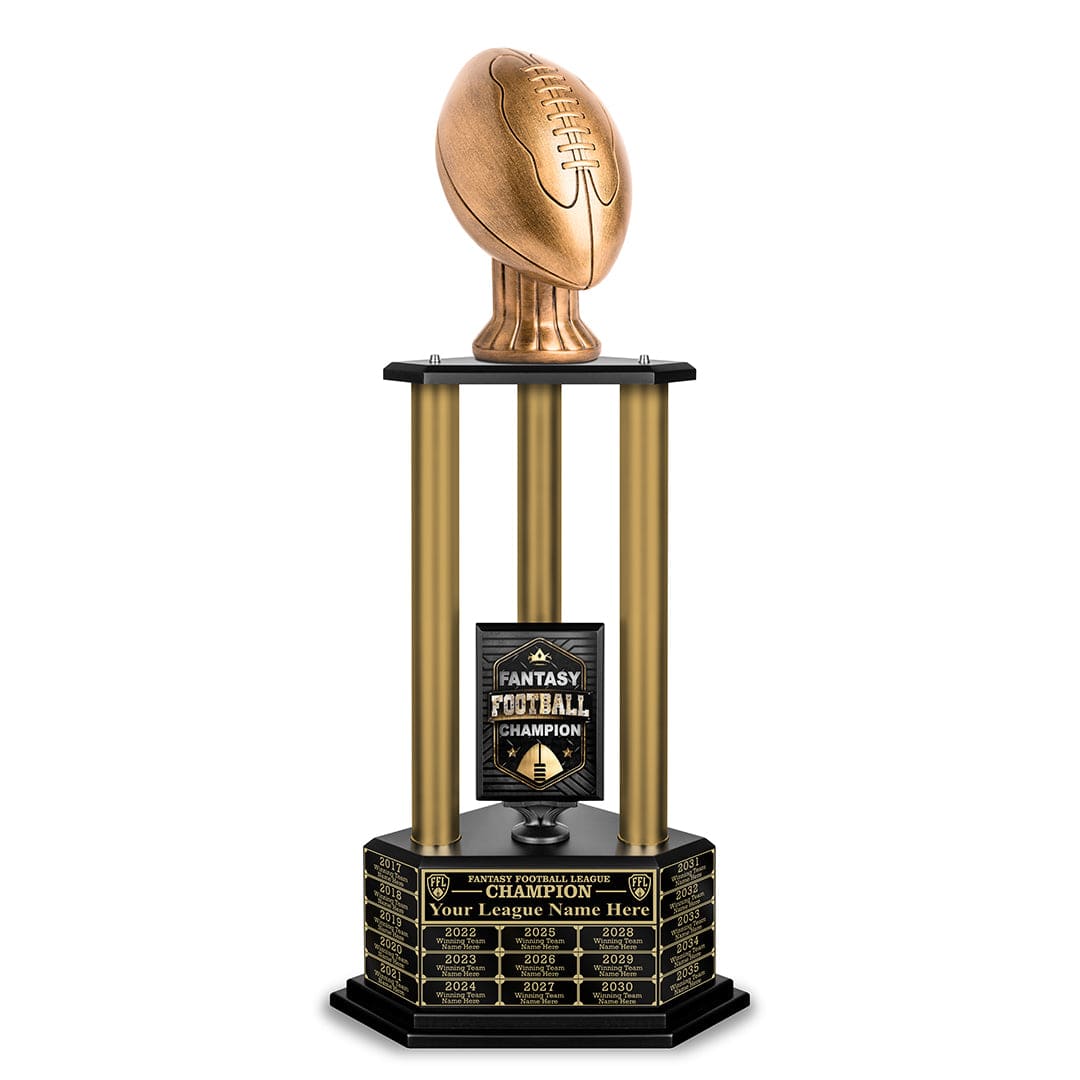 TrophySmack 26”-36” Gold Column Fantasy Football Perpetual Trophy