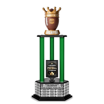 TrophySmack 26”-36” Green Column Fantasy Football Perpetual Trophy