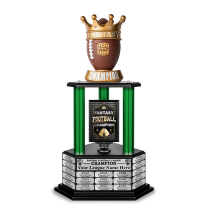 TrophySmack 26”-36” Green Column Fantasy Football Perpetual Trophy