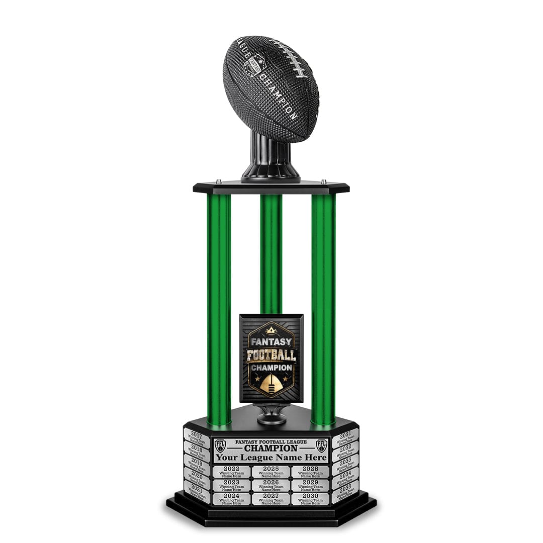 TrophySmack 26”-36” Green Column Fantasy Football Perpetual Trophy