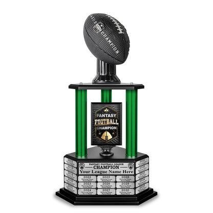 TrophySmack 26”-36” Green Column Fantasy Football Perpetual Trophy