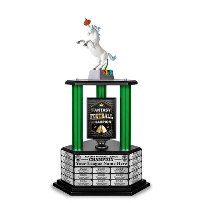 TrophySmack 26”-36” Green Column Fantasy Football Perpetual Trophy