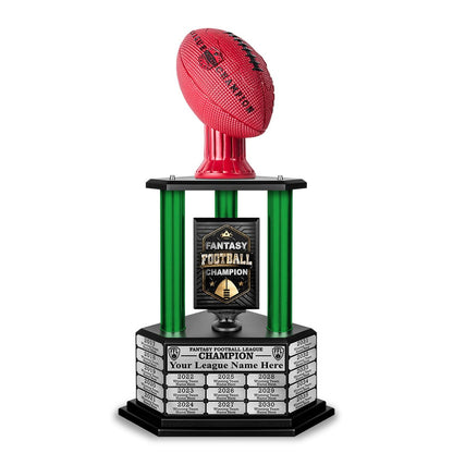 TrophySmack 26”-36” Green Column Fantasy Football Perpetual Trophy