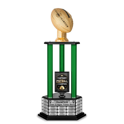 TrophySmack 26”-36” Green Column Fantasy Football Perpetual Trophy