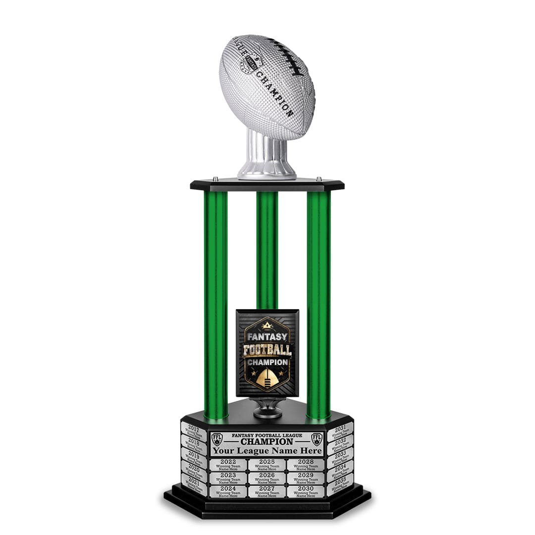 TrophySmack 26”-36” Green Column Fantasy Football Perpetual Trophy