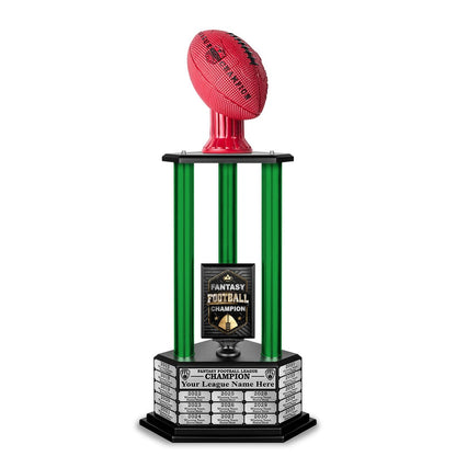 TrophySmack 26”-36” Green Column Fantasy Football Perpetual Trophy