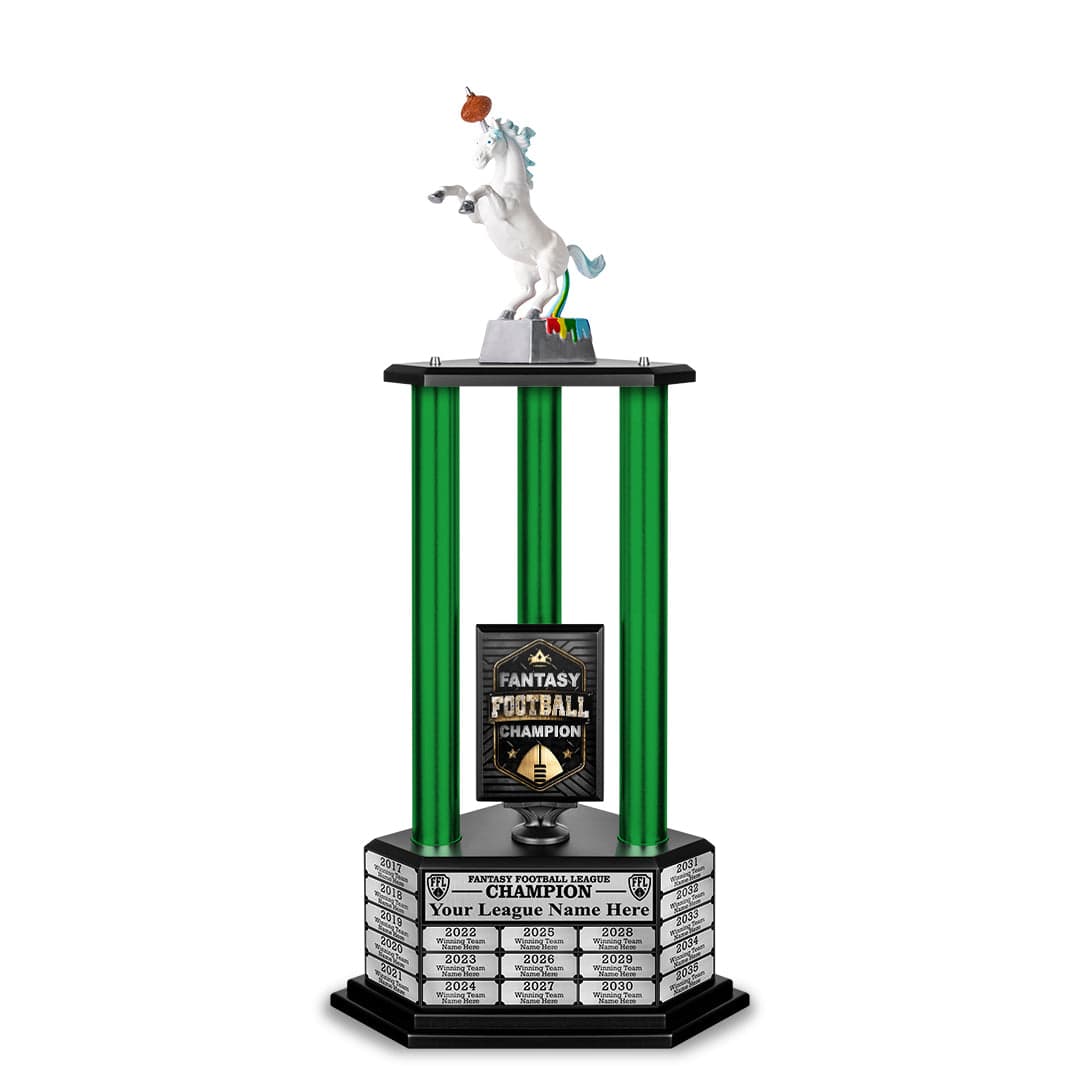 TrophySmack 26”-36” Green Column Fantasy Football Perpetual Trophy