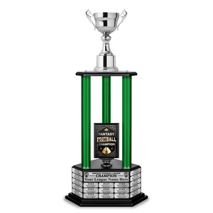 TrophySmack 26”-36” Green Column Fantasy Football Perpetual Trophy