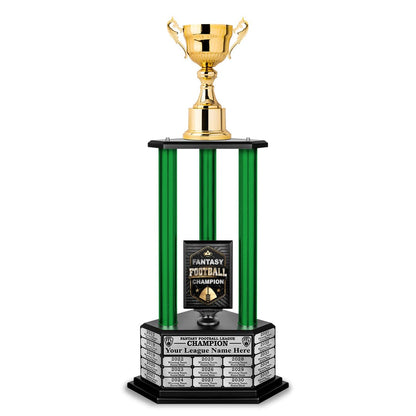 TrophySmack 26”-36” Green Column Fantasy Football Perpetual Trophy