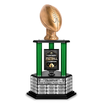 TrophySmack 26”-36” Green Column Fantasy Football Perpetual Trophy