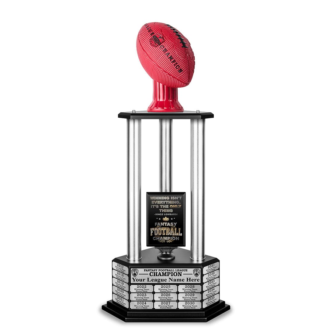 TrophySmack 26"-36" Perpetual Fantasy Football Trophy - Red Football