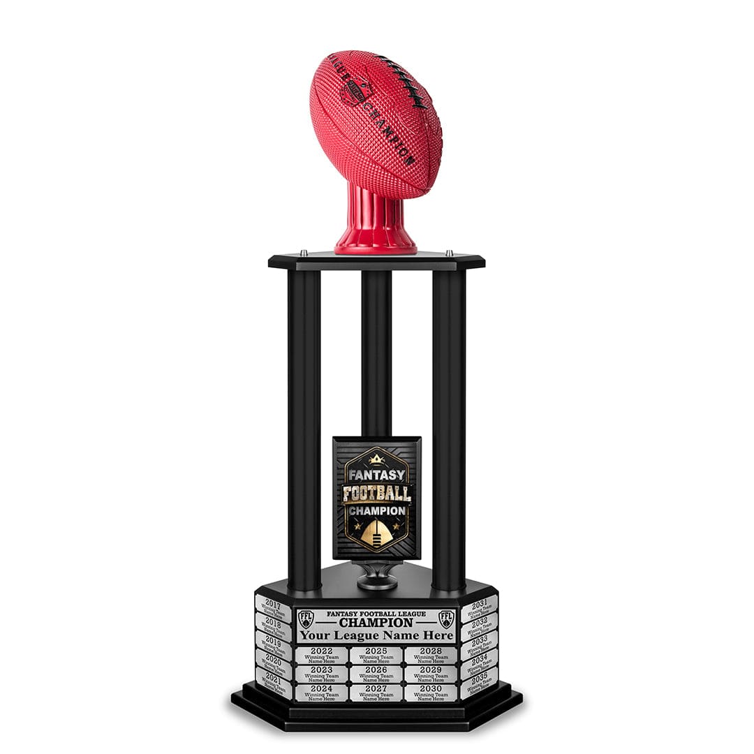 TrophySmack 26"-36" Perpetual Fantasy Football Trophy - Red Football