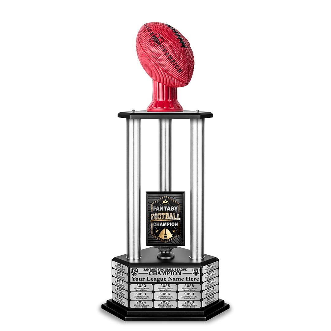 TrophySmack 26"-36" Perpetual Fantasy Football Trophy - Red Football