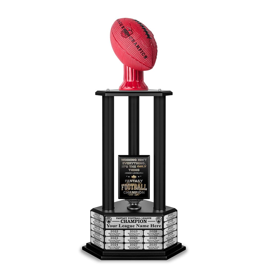 TrophySmack 26"-36" Perpetual Fantasy Football Trophy - Red Football