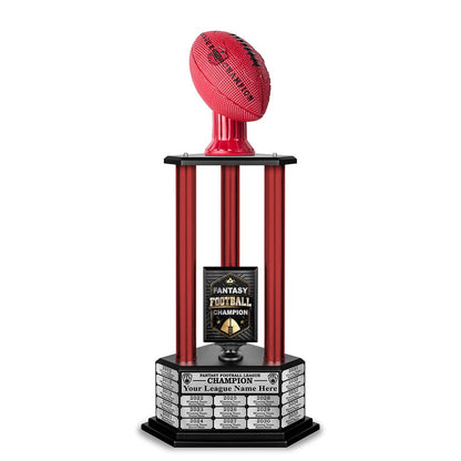 TrophySmack 26"-36" Perpetual Fantasy Football Trophy - Red Football