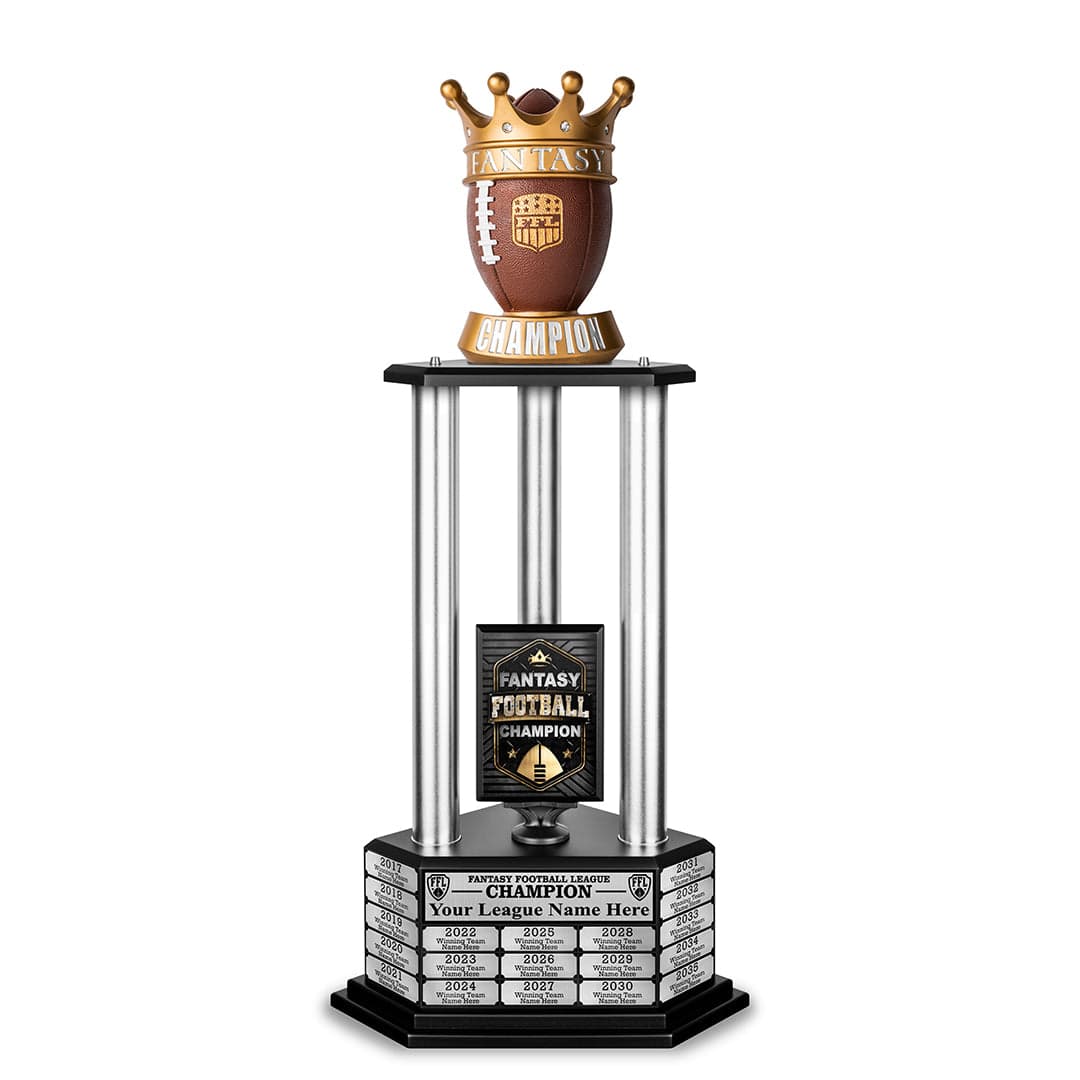 TrophySmack 26"-56” Fantasy Football Perpetual Trophy - Crown Football