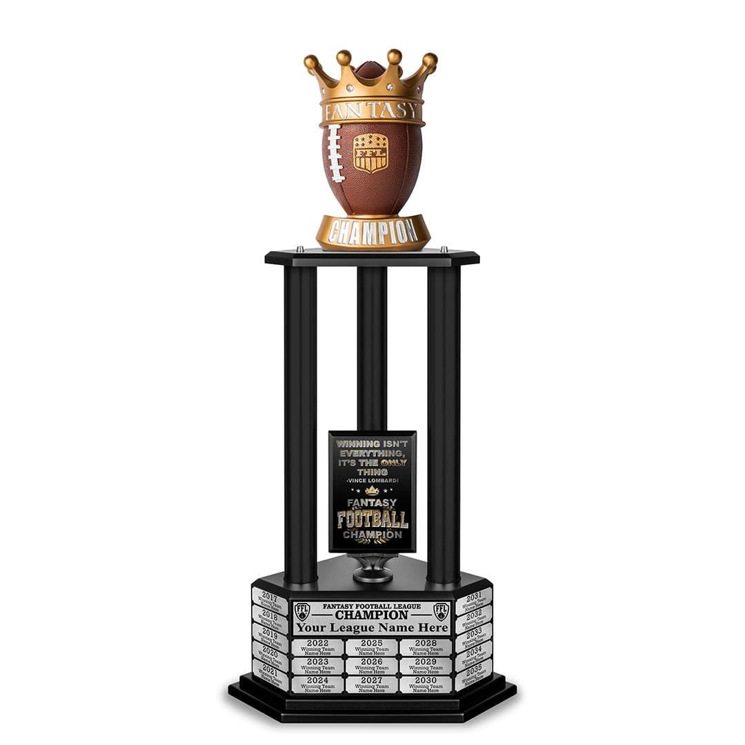 TrophySmack 26"-56” Fantasy Football Perpetual Trophy - Crown Football