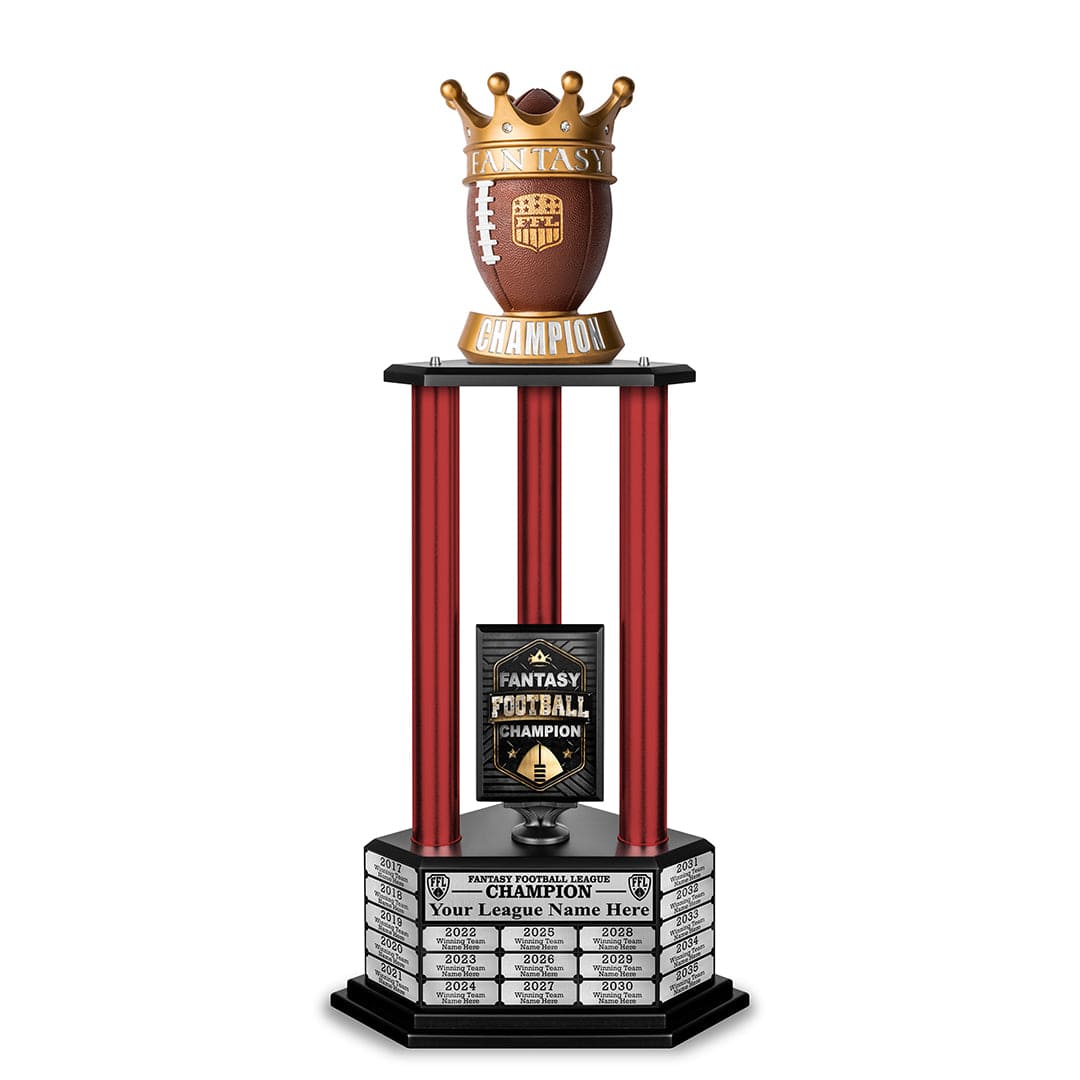 TrophySmack 26"-56” Fantasy Football Perpetual Trophy - Crown Football