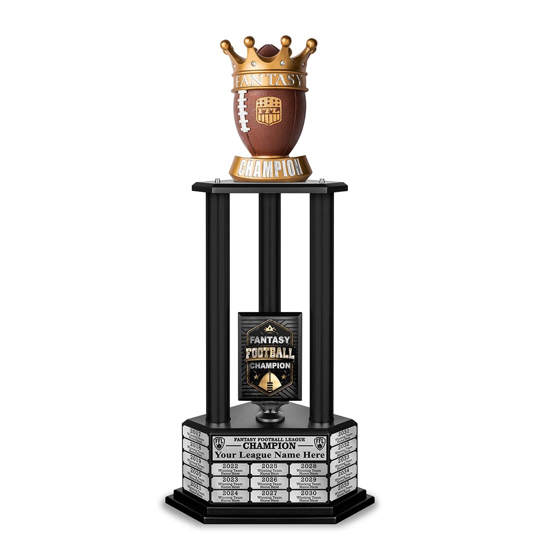 TrophySmack 26"-56” Fantasy Football Perpetual Trophy - Crown Football