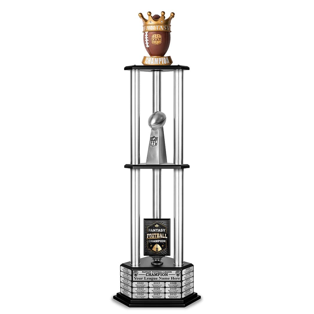 TrophySmack 26"-56” Fantasy Football Perpetual Trophy - Crown Football