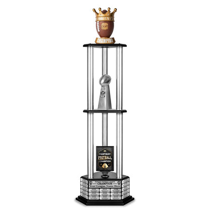 TrophySmack 26"-56” Fantasy Football Perpetual Trophy - Crown Football