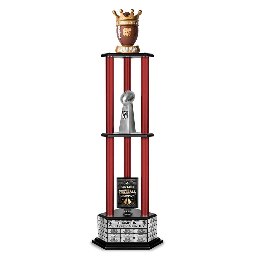 TrophySmack 26"-56” Fantasy Football Perpetual Trophy - Crown Football