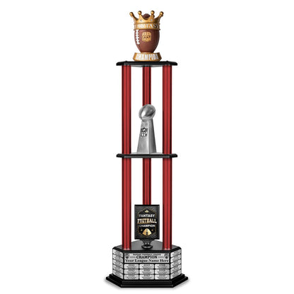 TrophySmack 26"-56” Fantasy Football Perpetual Trophy - Crown Football