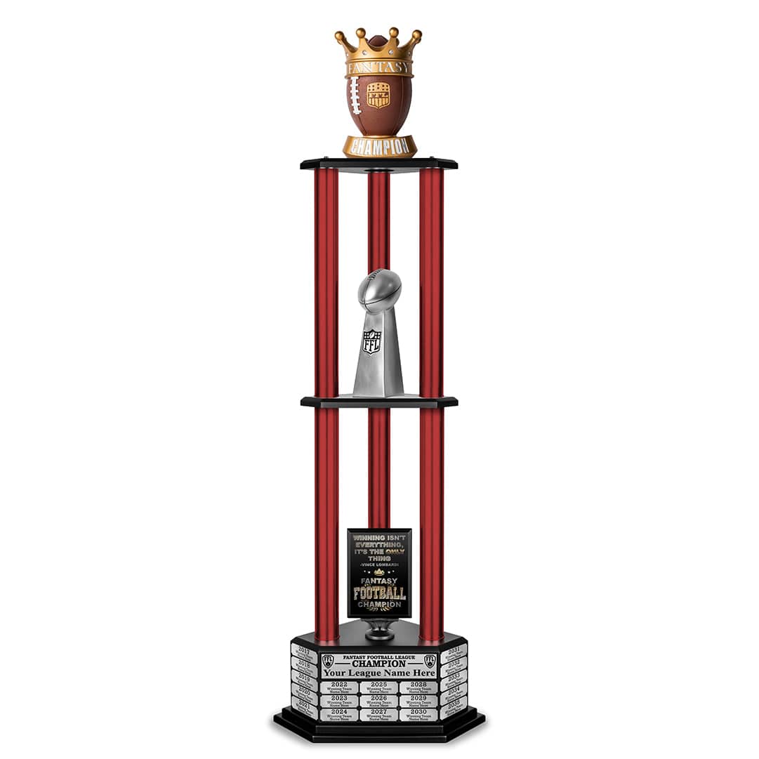 TrophySmack 26"-56” Fantasy Football Perpetual Trophy - Crown Football