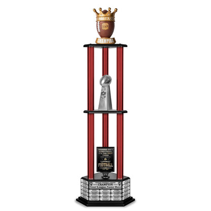 TrophySmack 26"-56” Fantasy Football Perpetual Trophy - Crown Football