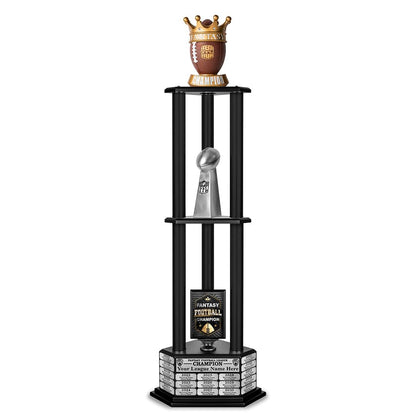 TrophySmack 26"-56” Fantasy Football Perpetual Trophy - Crown Football