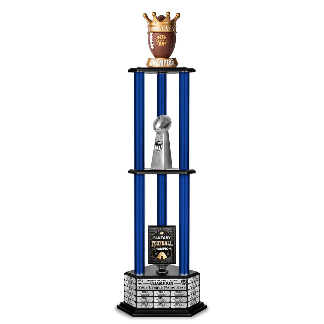 TrophySmack 26"-56” Fantasy Football Perpetual Trophy - Crown Football