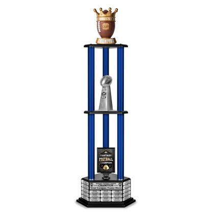 TrophySmack 26"-56” Fantasy Football Perpetual Trophy - Crown Football