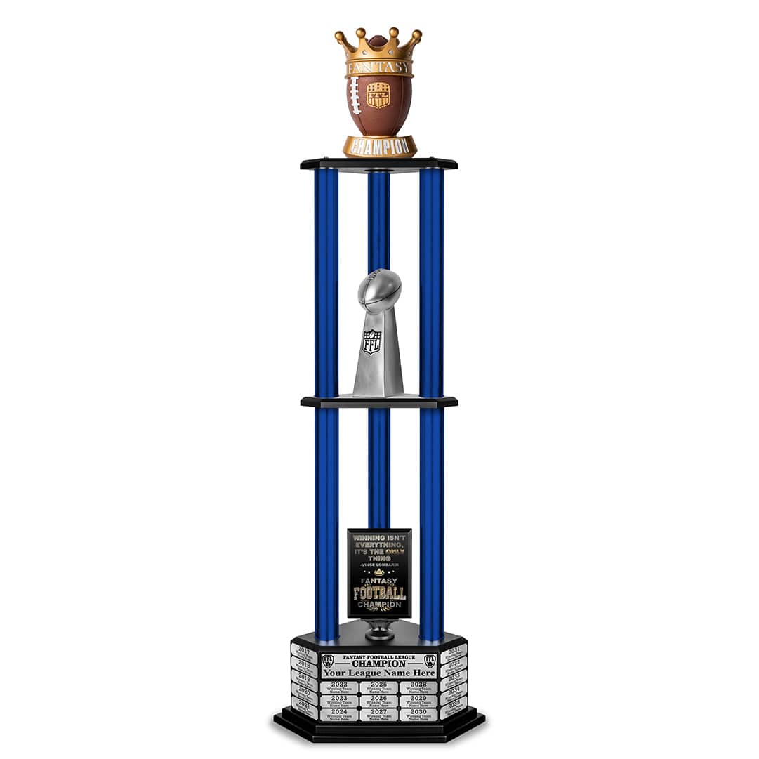 TrophySmack 26"-56” Fantasy Football Perpetual Trophy - Crown Football