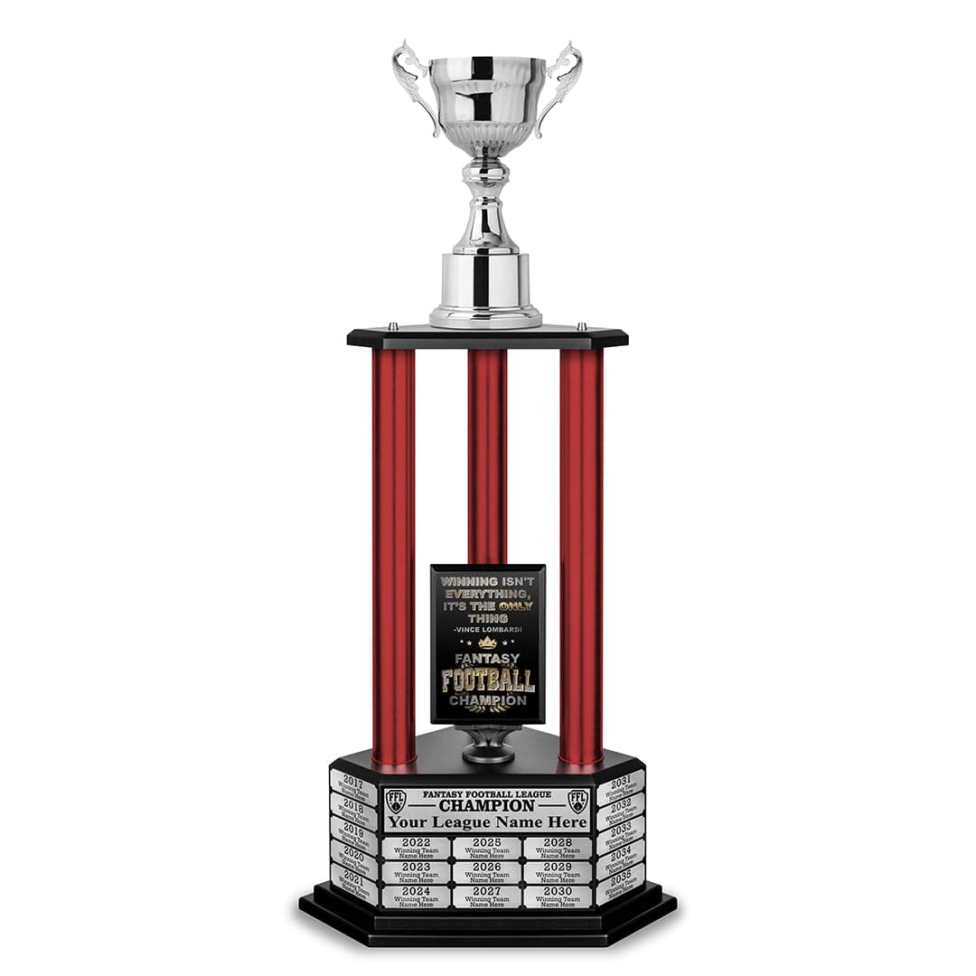 TrophySmack 26"-56" Fantasy Football Perpetual Trophy - Silver Cup