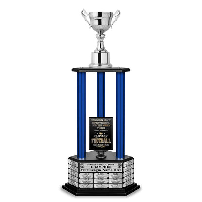 TrophySmack 26"-56" Fantasy Football Perpetual Trophy - Silver Cup