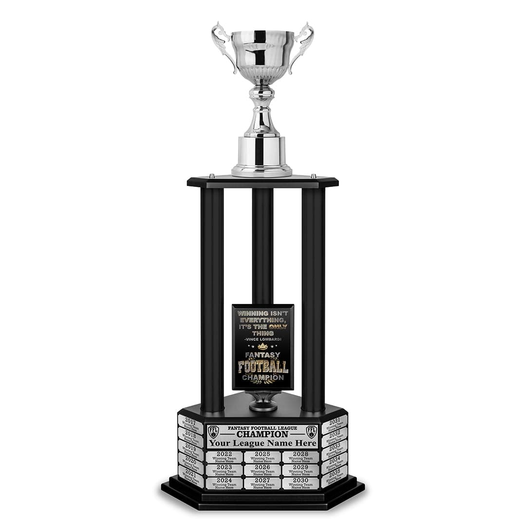 TrophySmack 26"-56" Fantasy Football Perpetual Trophy - Silver Cup