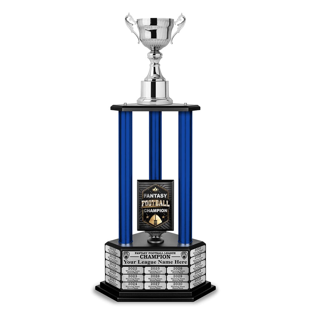 TrophySmack 26"-56" Fantasy Football Perpetual Trophy - Silver Cup