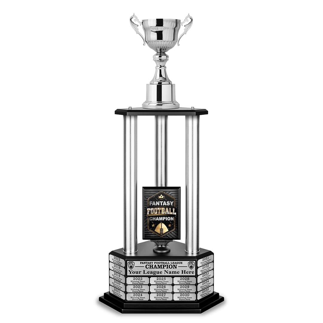 TrophySmack 26"-56" Fantasy Football Perpetual Trophy - Silver Cup