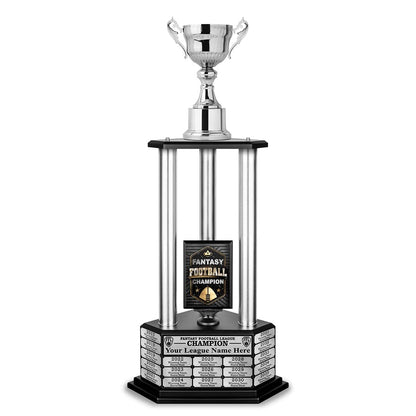 TrophySmack 26"-56" Fantasy Football Perpetual Trophy - Silver Cup