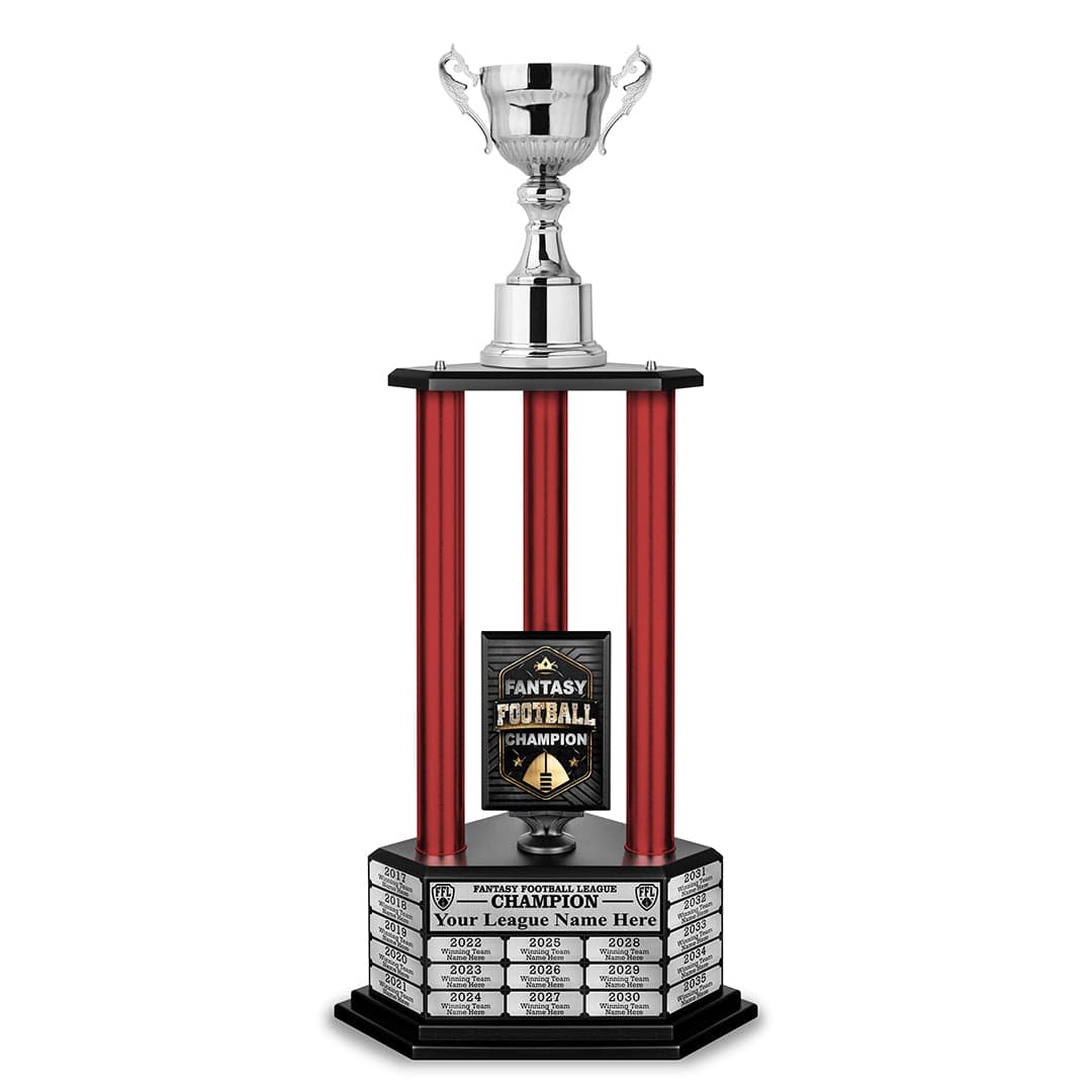 TrophySmack 26"-56" Fantasy Football Perpetual Trophy - Silver Cup