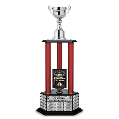 TrophySmack 26"-56" Fantasy Football Perpetual Trophy - Silver Cup