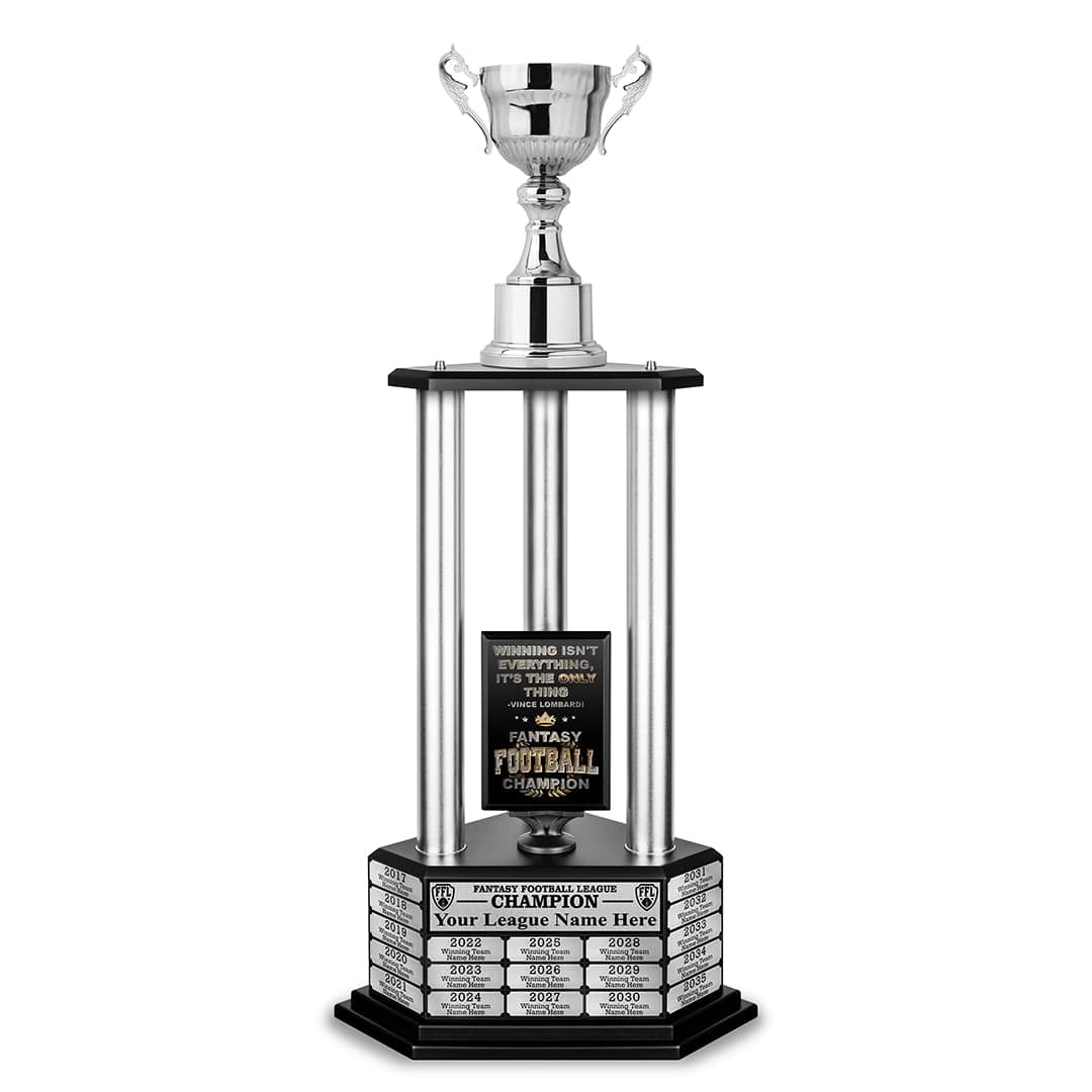 TrophySmack 26"-56" Fantasy Football Perpetual Trophy - Silver Cup