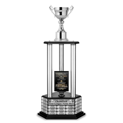 TrophySmack 26"-56" Fantasy Football Perpetual Trophy - Silver Cup