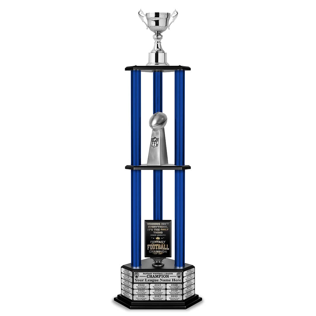 TrophySmack 26"-56" Fantasy Football Perpetual Trophy - Silver Cup