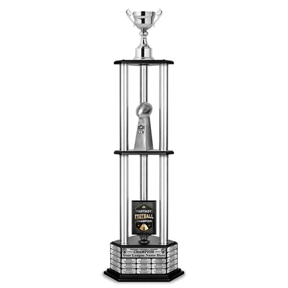 TrophySmack 26"-56" Fantasy Football Perpetual Trophy - Silver Cup